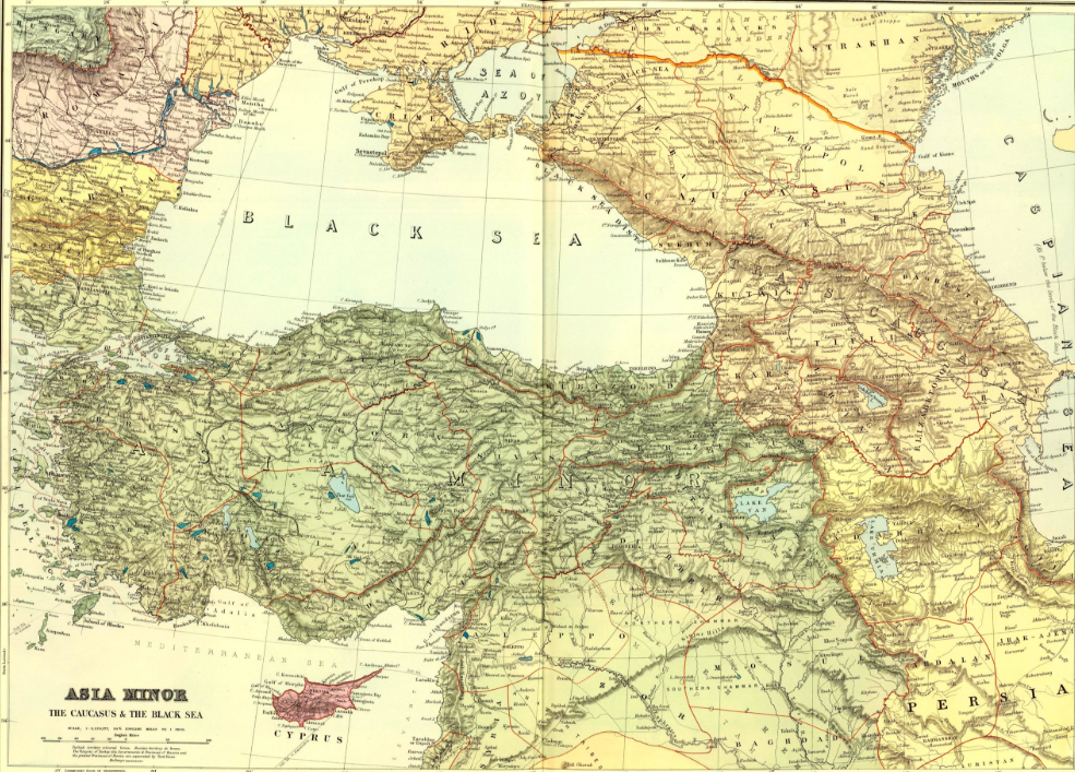 QARA DƏNİZ SAHİLİ VƏ QAFQAZ ÖLKƏLƏRİNİN XƏRİTƏSİ. 1901-Cİ İL