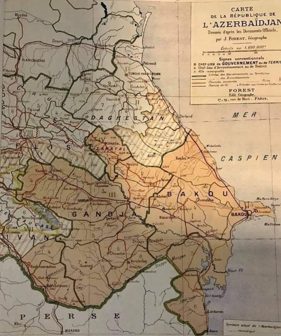 AZƏRBAYCAN XALQ CÜMHURİYYƏTİNİN PARİSDƏ NƏŞR OLUNMUŞ XƏRİTƏSİ