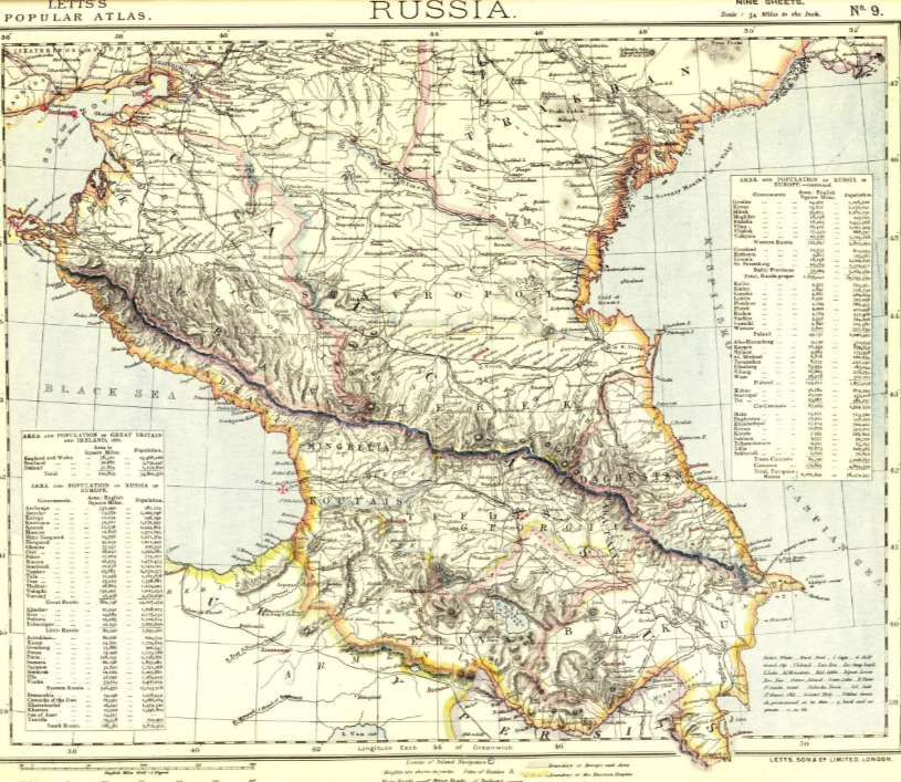 QAFQAZ CANİŞİNLİYİNİN ÜMUMİ XƏRİTƏSİ.1883-CÜ İL